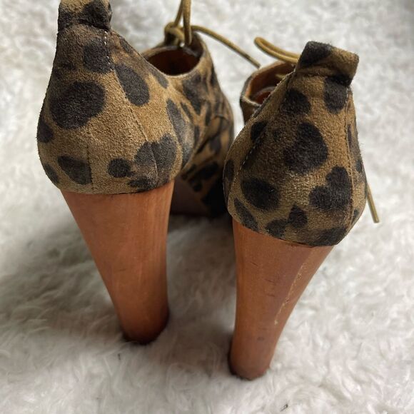 Jeffrey Campbell leather suede leopard prints platform heels lace up shoes SZ8.5 - Picture 4 of 11